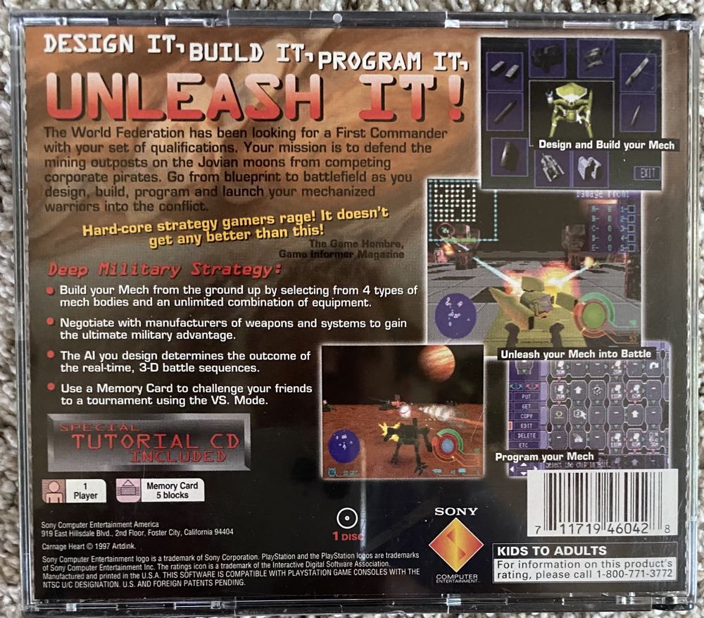 Carnage Heart - Sony PlayStation (Sony Computer Entertainment - 2 Players) video game collectible [Barcode 711719460428] - Main Image 2