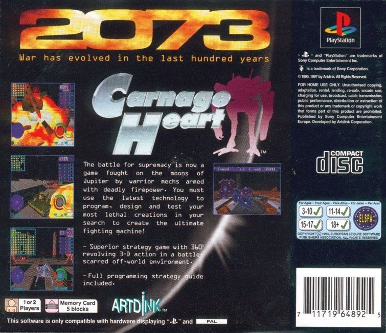 Carnage Heart - Sony PlayStation (Sony Computer Entertainment - 1-2) video game collectible [Barcode 711719648925] - Main Image 2