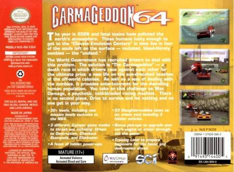 Carmageddon 64 - Nintendo 64 (N64) (Titus Software - 1) video game collectible [Barcode 5021290020504] - Main Image 2