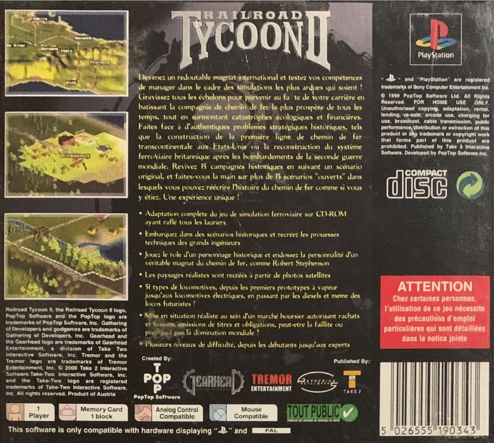 Railroad Tycoon II - Sony PlayStation (Take 2 - 1) video game collectible [Barcode 5026555190343] - Main Image 2