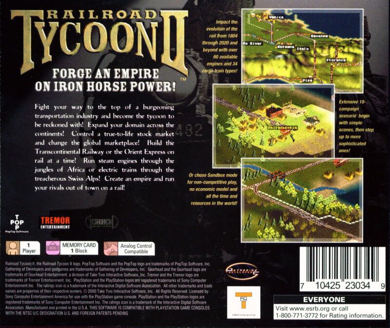 Railroad Tycoon II - Sony PlayStation (1) video game collectible [Barcode 5026555190688] - Main Image 2