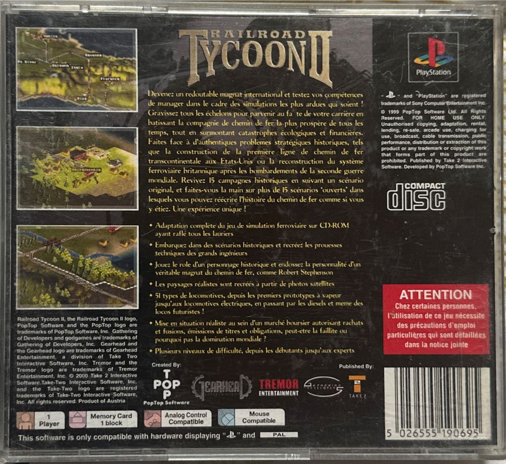 Railroad Tycoon II - Sony PlayStation (Take 2 - 1) video game collectible [Barcode 5026555190695] - Main Image 2