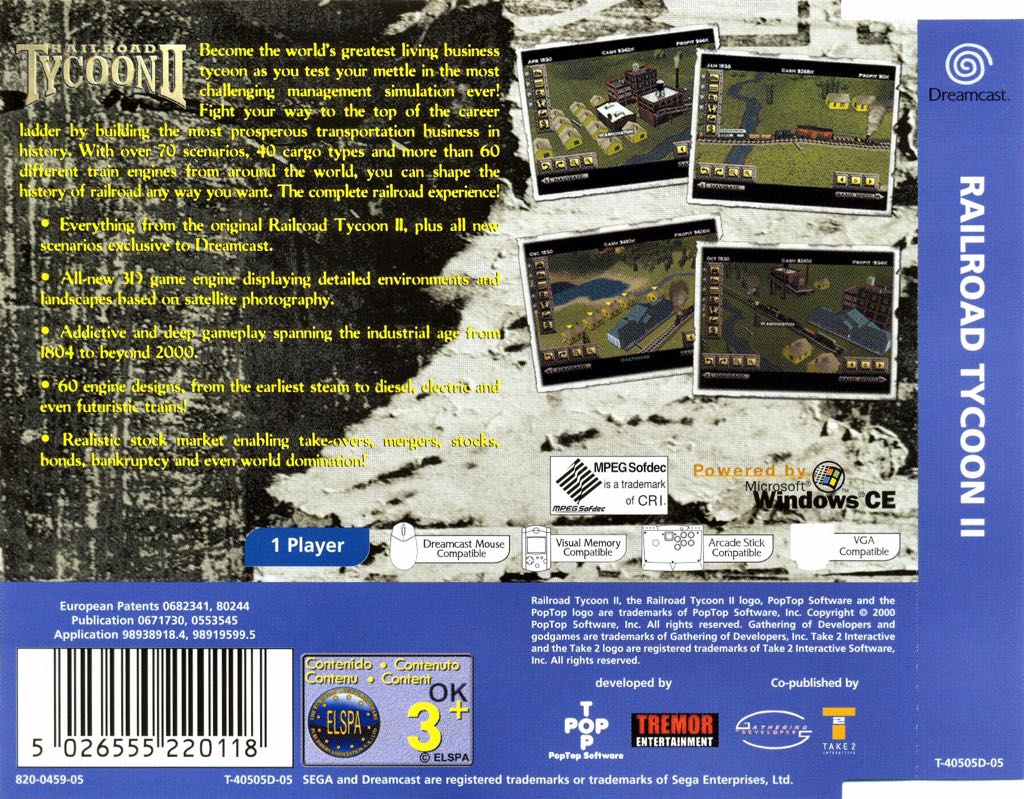 Railroad Tycoon II - Sega Dreamcast (Take 2 Interactive - 1) video game collectible [Barcode 5026555220132] - Main Image 2