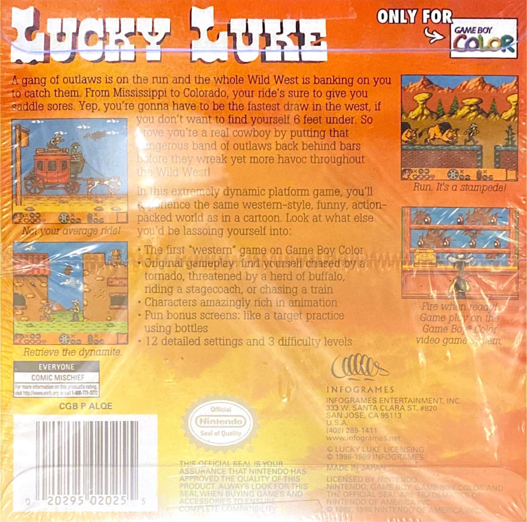 Lucky Luke - Nintendo Game Boy (Infogrames - 1) video game collectible [Barcode 020295020255] - Main Image 2