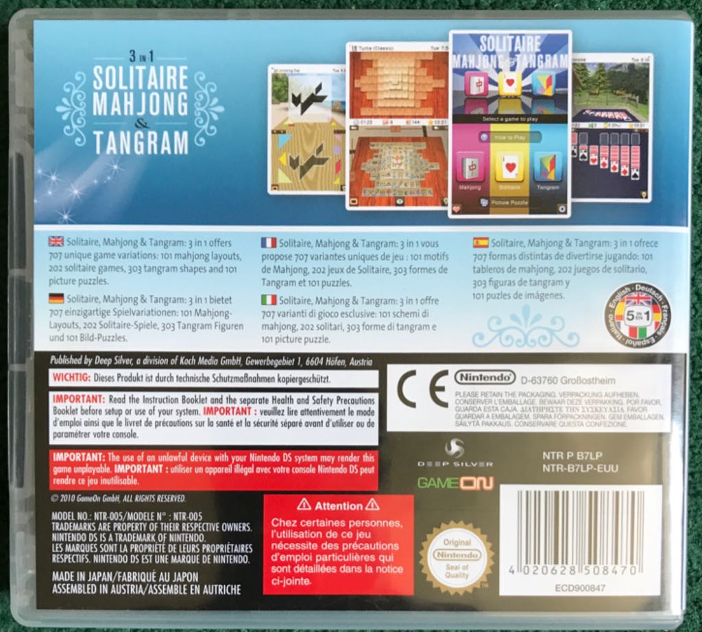 3 In 1 Solitaire Mahjong and Tangram - Nintendo DS video game collectible [Barcode 4020628508470] - Main Image 2
