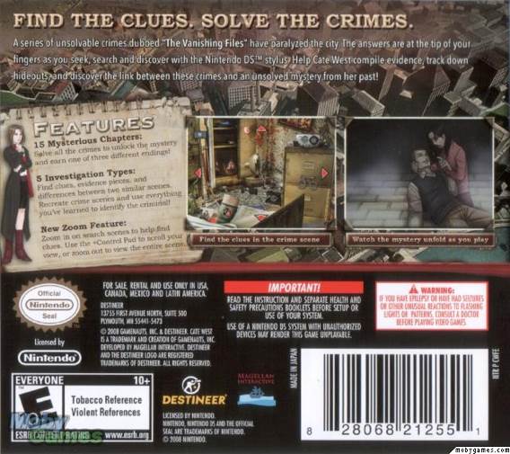 The Vanishing Files - Nintendo DS (1) video game collectible [Barcode 5060015539013] - Main Image 2