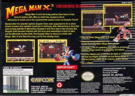 Megaman X3 - Nintendo Super Nintendo Entertainment System (SNES) video game collectible - Main Image 2