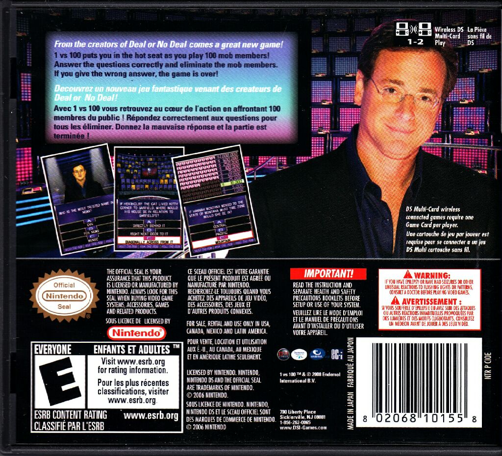 1 Vs 100 - Nintendo DS (DSI Games - 1) video game collectible [Barcode 802068101558] - Main Image 2