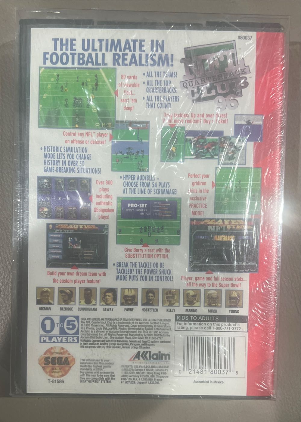 NFL Quaterback Club 96 - Sega Genesis (Mega Drive) (Acclaim - 1-5) video game collectible [Barcode 021481800378] - Main Image 3