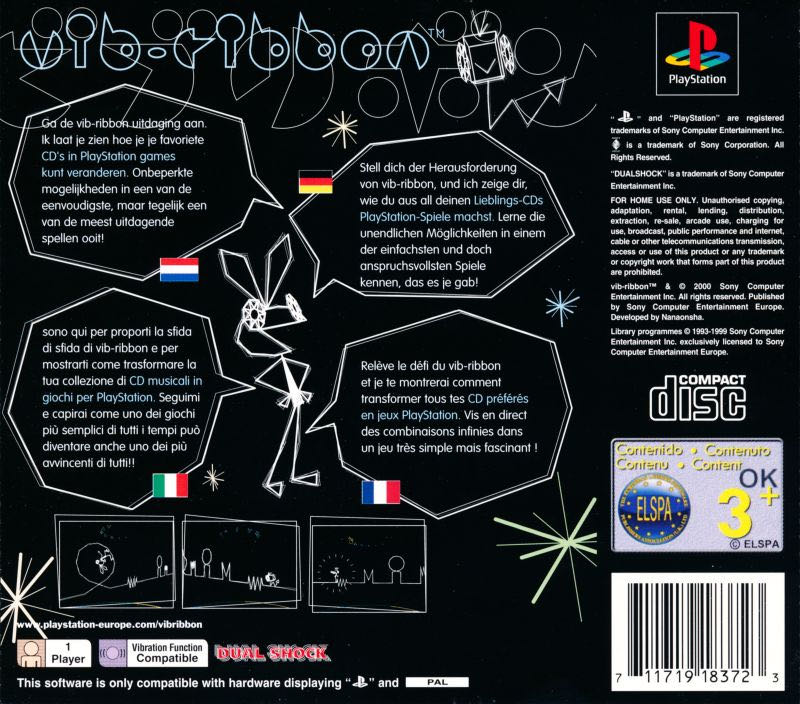 Vib-Ribbon - Sony PlayStation (Sony Computer Entertainment - 1) video game collectible [Barcode 711719183723] - Main Image 2