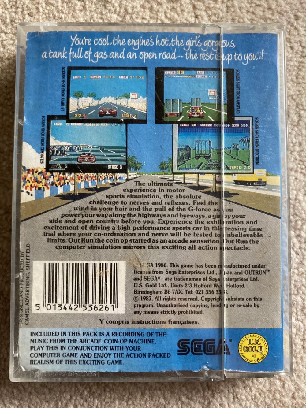 Outrun - Sinclair ZX Spectrum (US Gold - 1) video game collectible [Barcode 5013442536261] - Main Image 2
