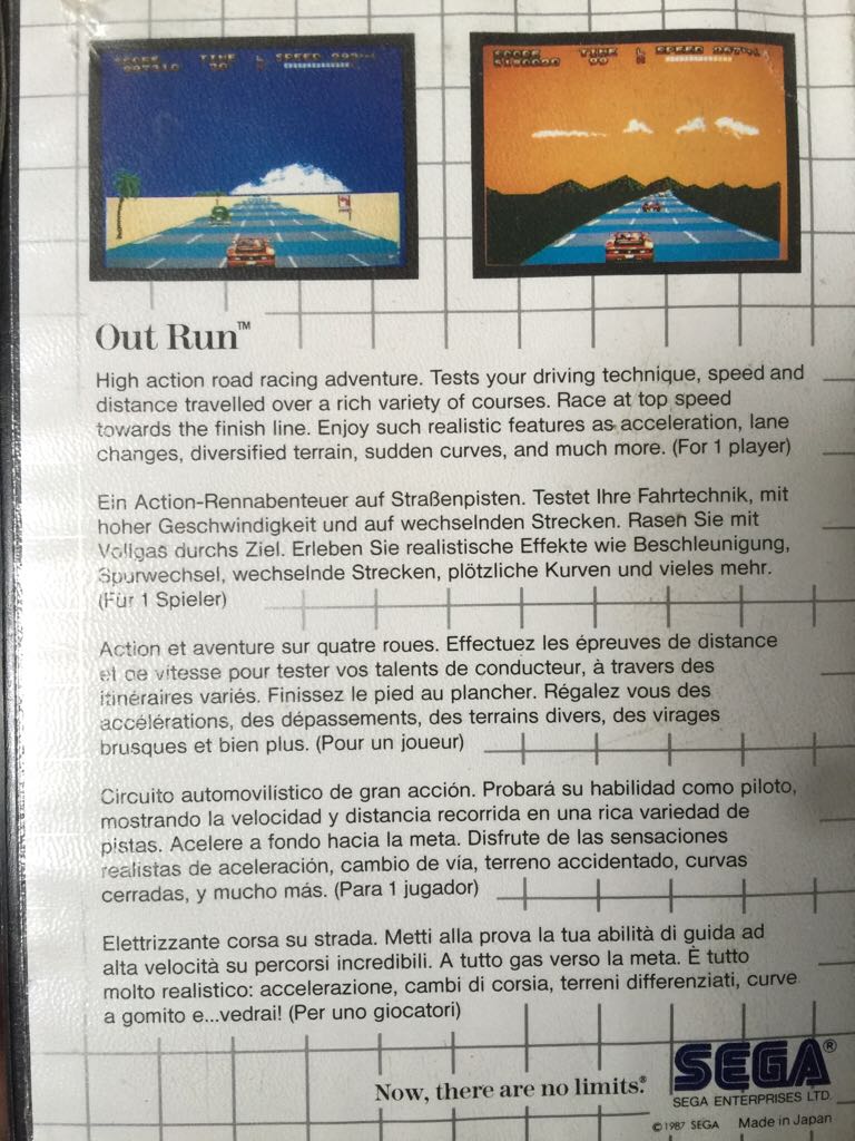 Outrun - Sega Master System (Sega) video game collectible - Main Image 2