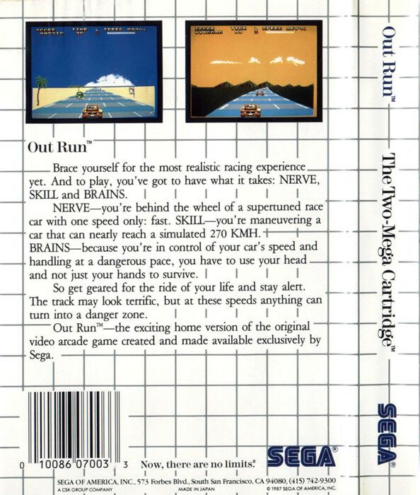 Outrun - Sega Master System (Sega) video game collectible - Main Image 2
