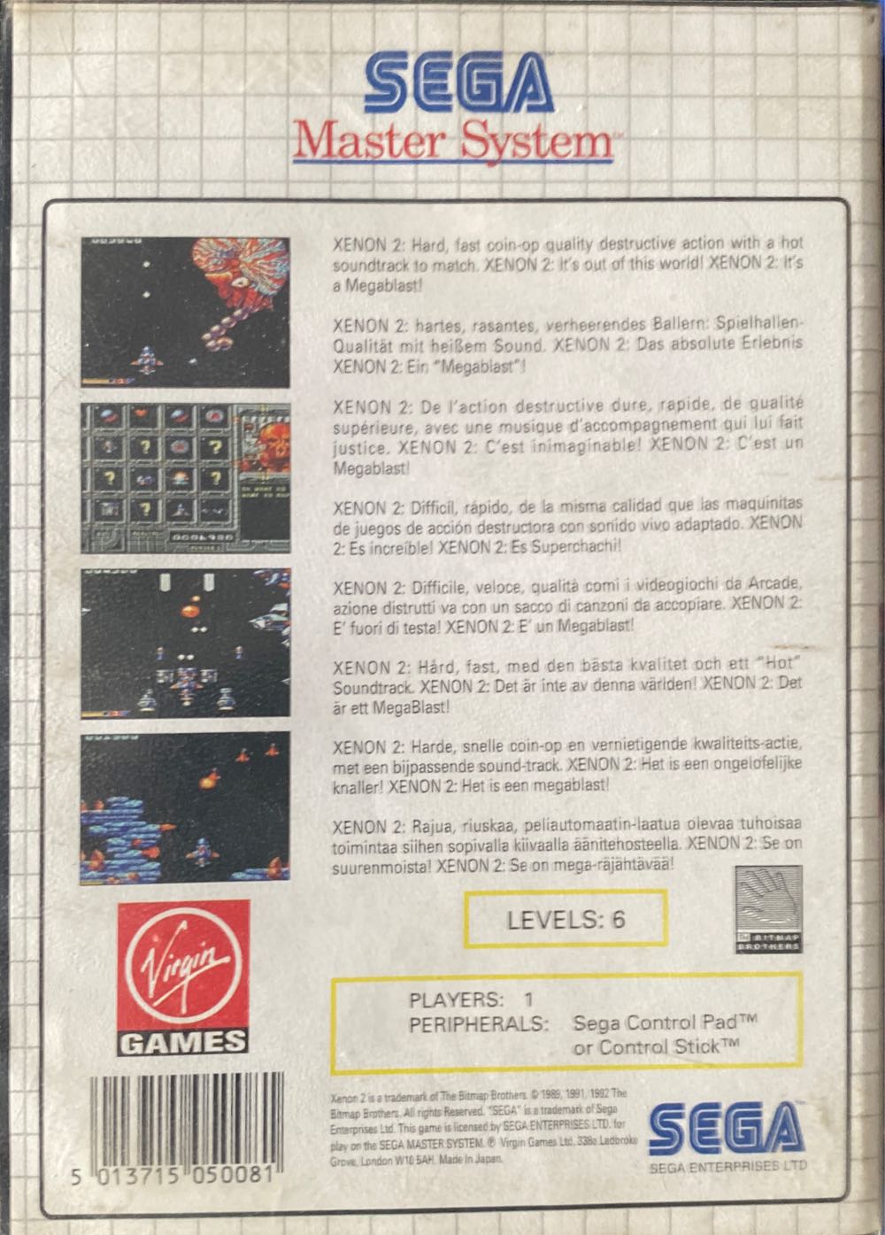 Xenon 2 Megablast - Sega Master System (1) video game collectible [Barcode 5013715050081] - Main Image 2