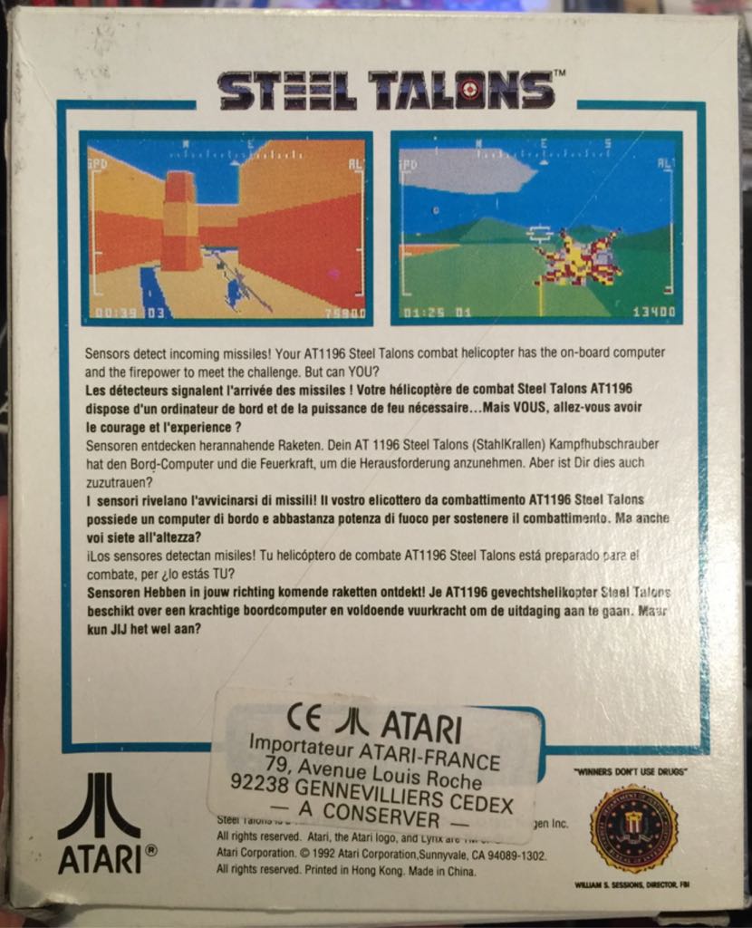 Steel Talons - Atari Lynx (Tengen, Inc. - 1) video game collectible [Barcode 077000021243] - Main Image 2