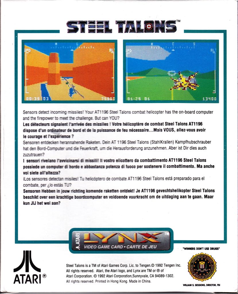 Steel Talons - Atari Lynx (Tengen, Inc.) video game collectible - Main Image 2