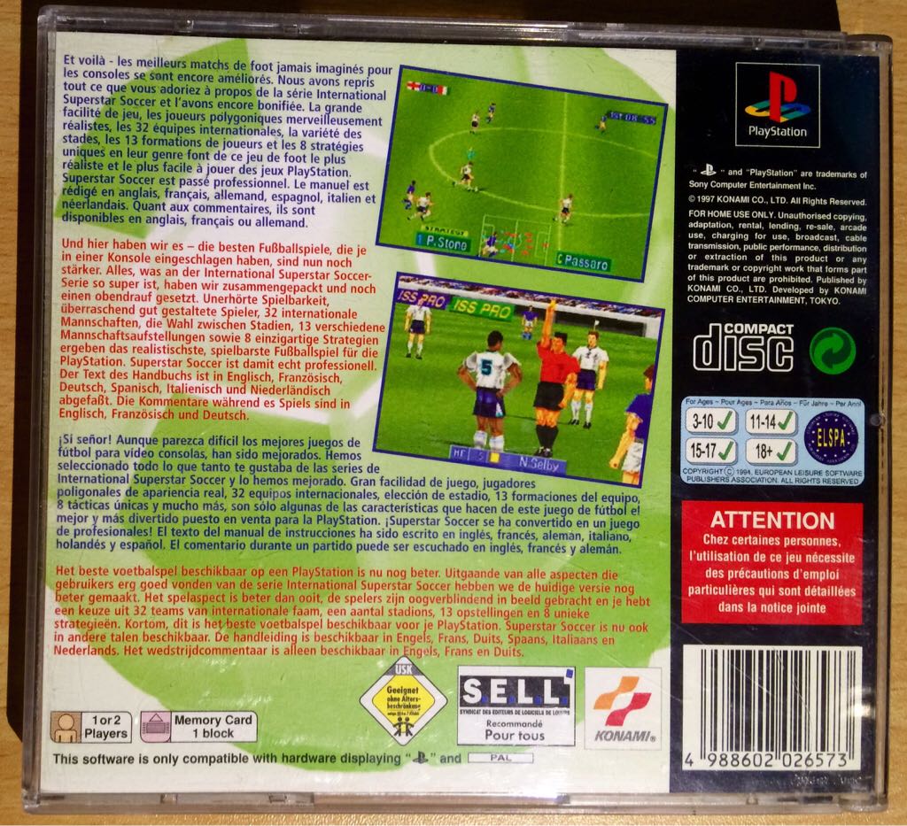 International Superstar Soccer Pro - Sony PlayStation (2) video game collectible - Main Image 2