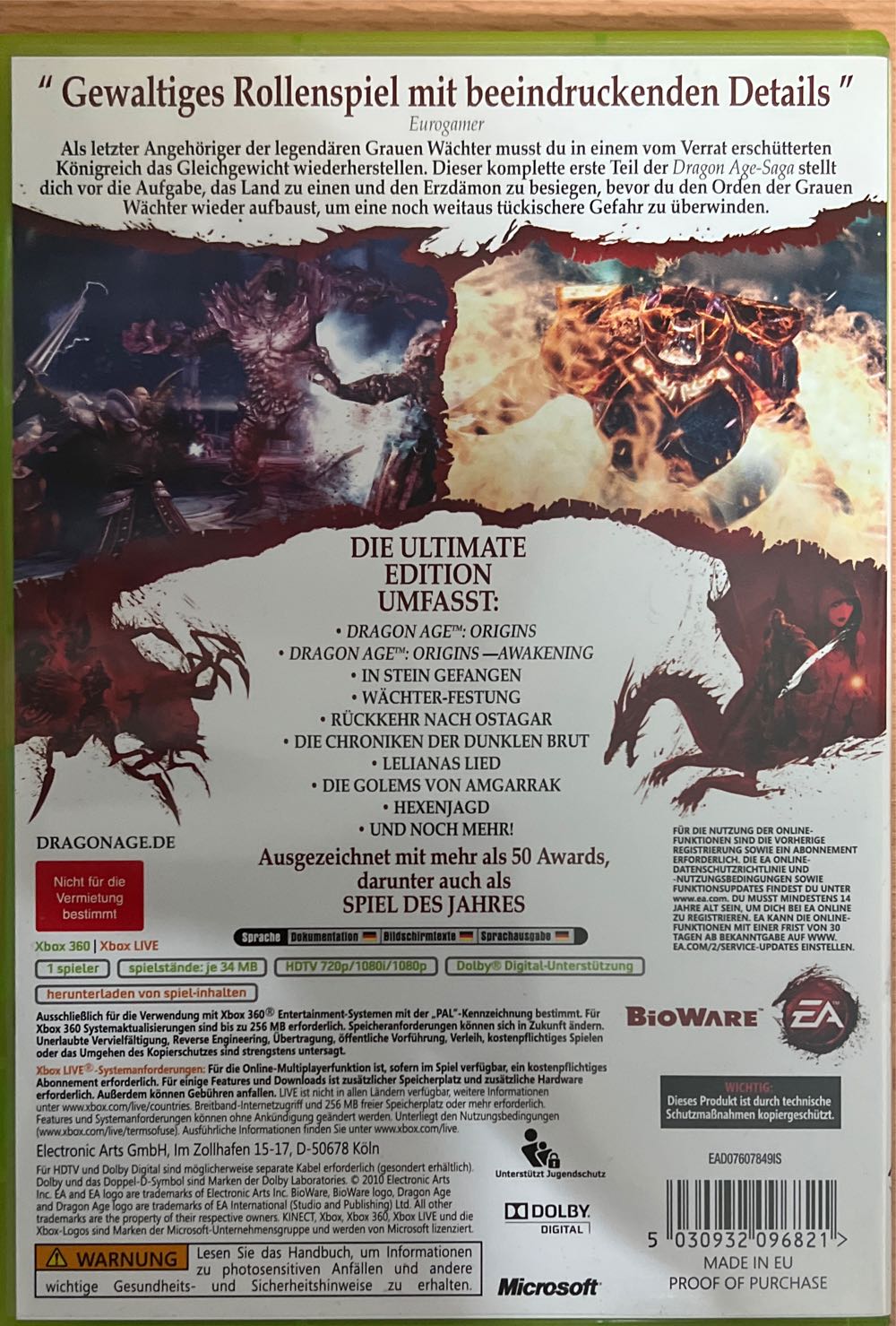 Dragon Age - Origins (Ultimate Edition) - Microsoft Xbox 360 (Electronic Arts/EA Games - 1) video game collectible [Barcode 5030932096821] - Main Image 2