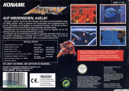 Axelay - Nintendo Super Nintendo Entertainment System (SNES) (Konami - 1) video game collectible [Barcode 083717150053] - Main Image 2