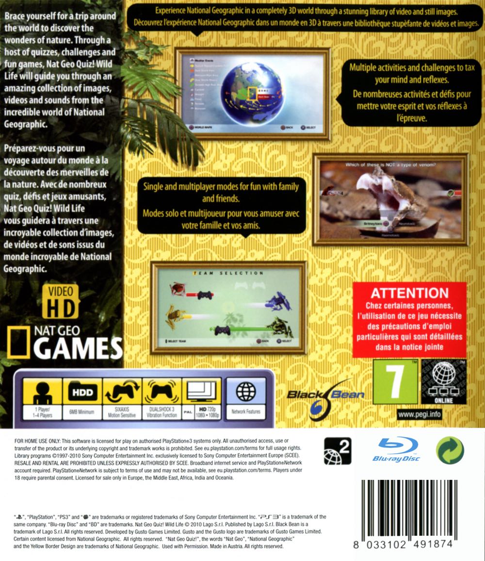 Nat Geo Quiz Wild Life - Microsoft Xbox 360 (Black Bean Games - 1-4) video game collectible [Barcode 8033102492536] - Main Image 2
