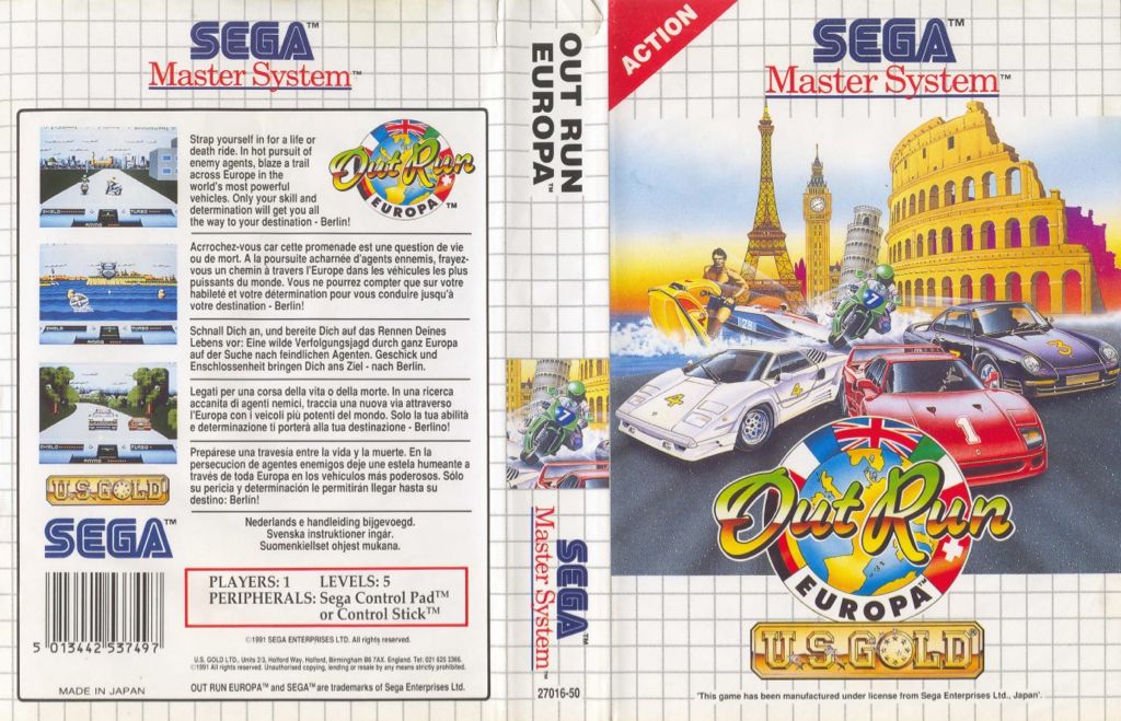 Out Run Europa - Sega Master System (Sega - 1) video game collectible [Barcode 5013442537497] - Main Image 2