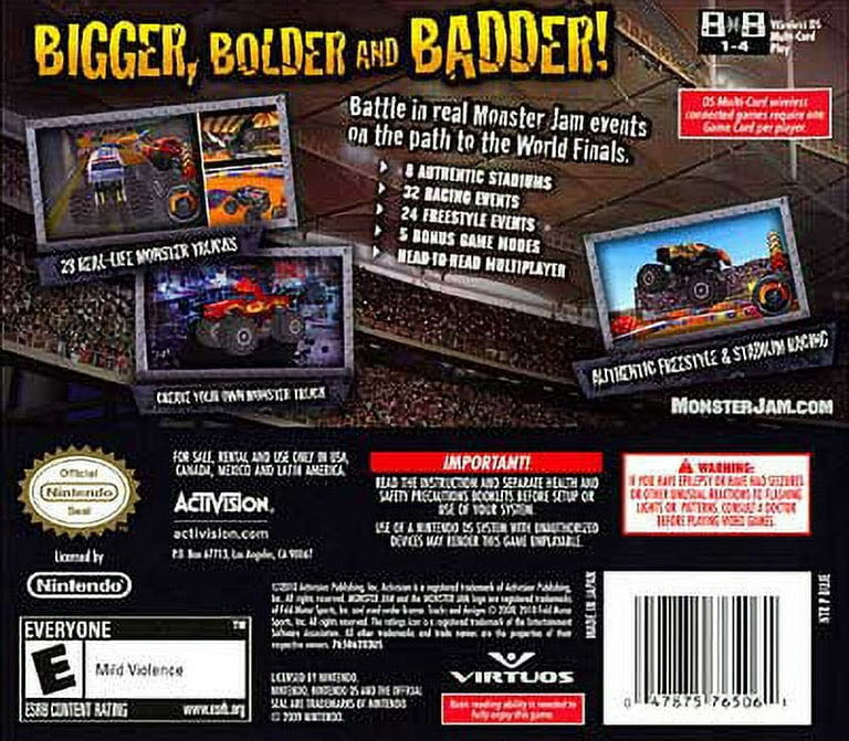 Monster Jam: Path Of Destruction - Nintendo DS (Activision - 2) video game collectible [Barcode 047875765061] - Main Image 2