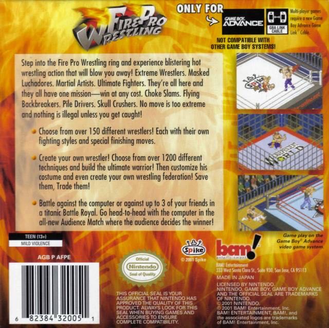 Fire Pro Wrestling - Nintendo Game Boy Advance (GBA) (Bam Entertainment - 1-4) video game collectible [Barcode 0682384320051] - Main Image 2