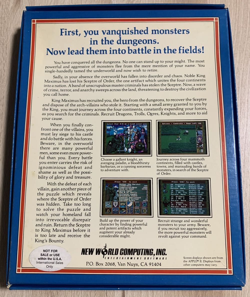 Kings Bounty - Commodore 64 (New World Computing - 1) video game collectible - Main Image 3