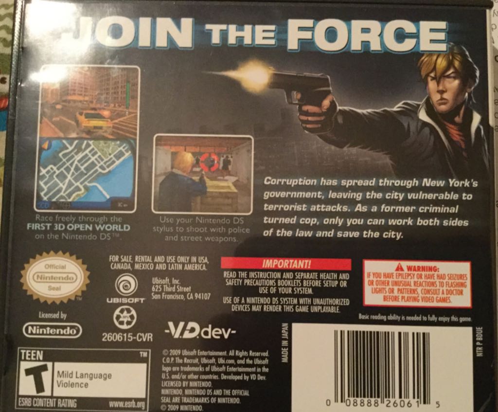 Cop The Recruit - Nintendo DS video game collectible - Main Image 2