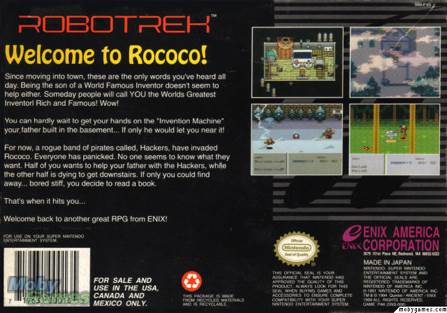 Robotrek - Nintendo Super Nintendo Entertainment System (SNES) (Enix - 1) video game collectible [Barcode 719631000135] - Main Image 2