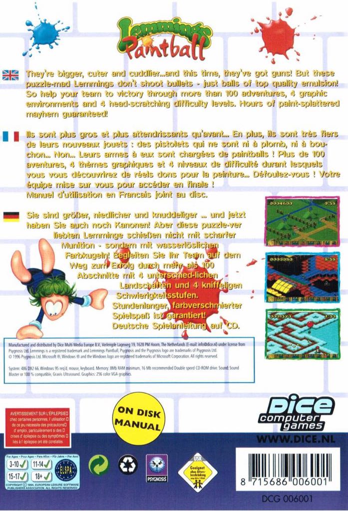 Lemmings Paintball - PC (Psygnosis Ltd. - 1) video game collectible [Barcode 8715686006001] - Main Image 2