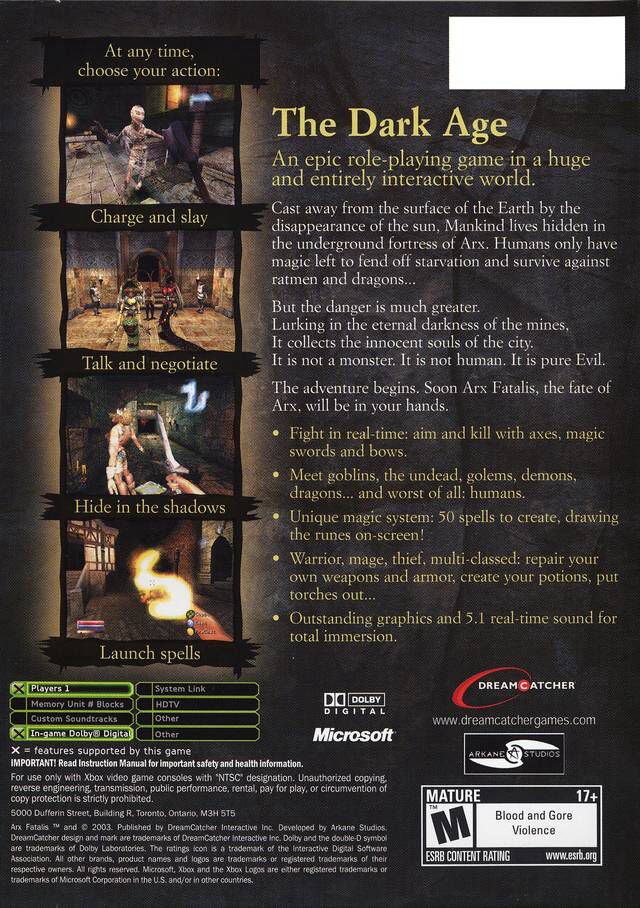 Arx Fatalis - Microsoft Xbox (Dream Catcher - 1) video game collectible [Barcode 625904395153] - Main Image 2
