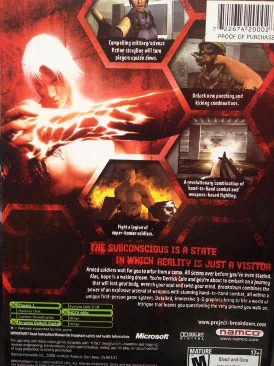 Breakdown - Microsoft Xbox (Namco - 1) video game collectible [Barcode 122614800088] - Main Image 2