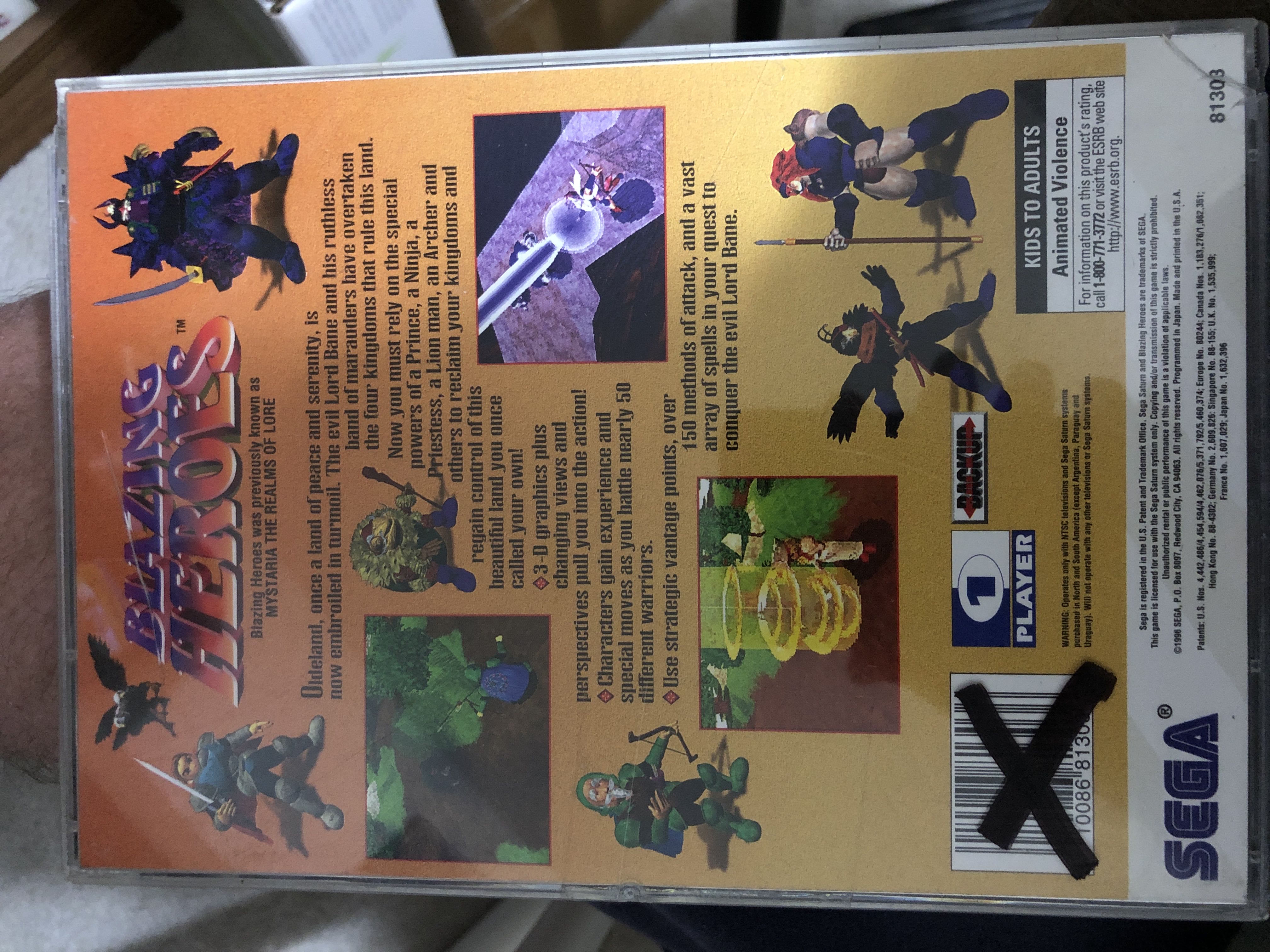 Blazing Heroes - Sega Saturn (Sega - 1) video game collectible [Barcode 010086813036] - Main Image 2