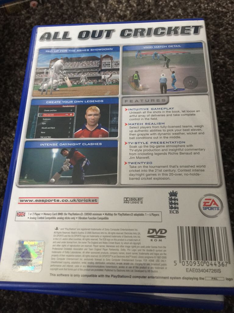 Cricket 2005 - Sony PlayStation 2 (PS2) (HB Studios - 1-2) video game collectible [Barcode 5030930044367] - Main Image 2