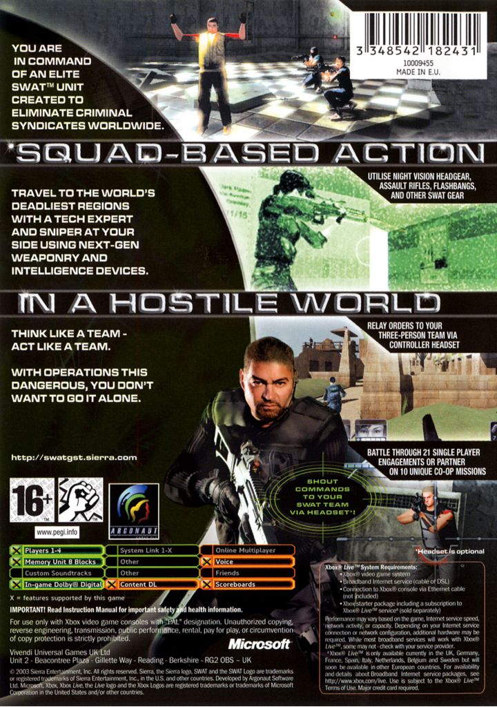 SWAT: Global Strike Team - Microsoft Xbox (Sierra - 1-4) video game collectible [Barcode 020626716192] - Main Image 2