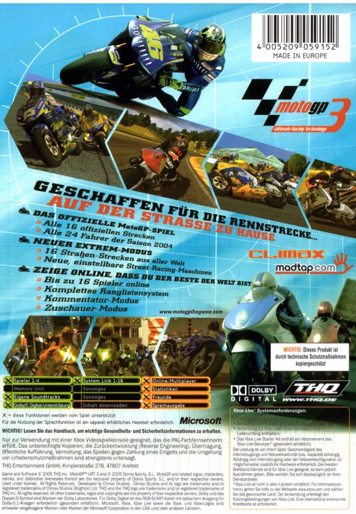 MotoGP 3 - Microsoft Xbox (THQ - 4) video game collectible [Barcode 086100001482] - Main Image 2