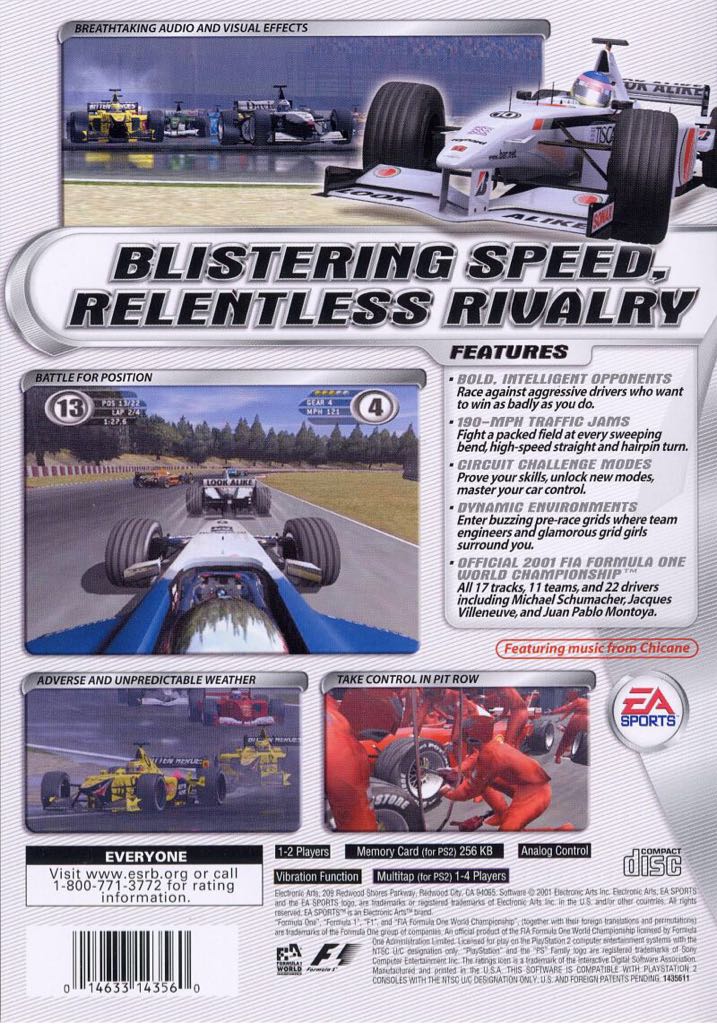 F1 2001 - Sony PlayStation 2 (PS2) (EA Sports  - 1-2) video game collectible [Barcode 014633143560] - Main Image 2