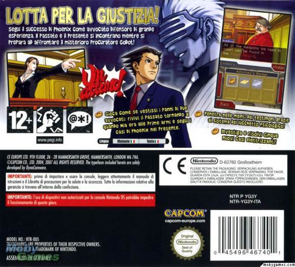 Phoenix Wright: Trials and Tribulations - Nintendo DS (Capcom - 1) video game collectible [Barcode 013388320103] - Main Image 2