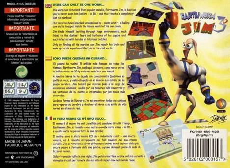 Earthworm Jim 3D - Nintendo 64 (N64) (Rockstar Games - 1) video game collectible [Barcode 5026102003157] - Main Image 2