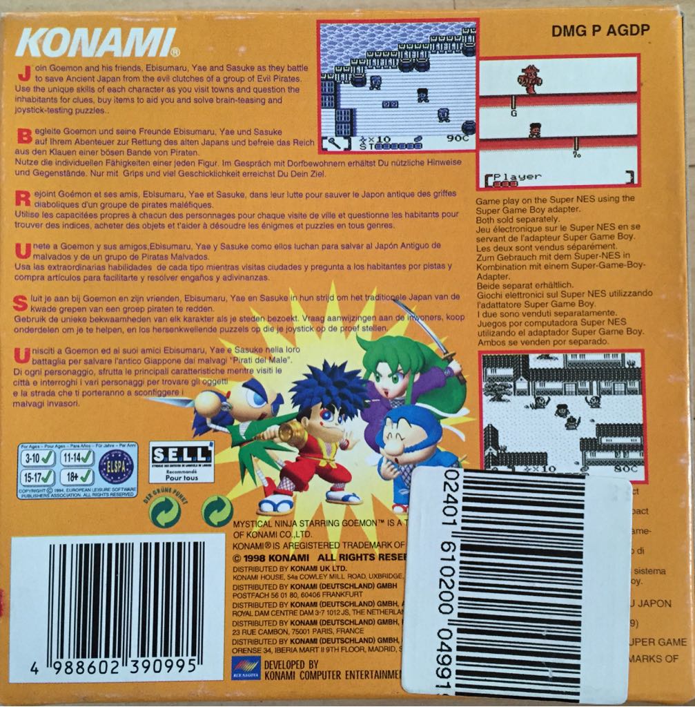 Mystical Ninja Starring Goemon - Nintendo Game Boy (Konami Computer Entertainment - 1) video game collectible [Barcode 4988602390995] - Main Image 2
