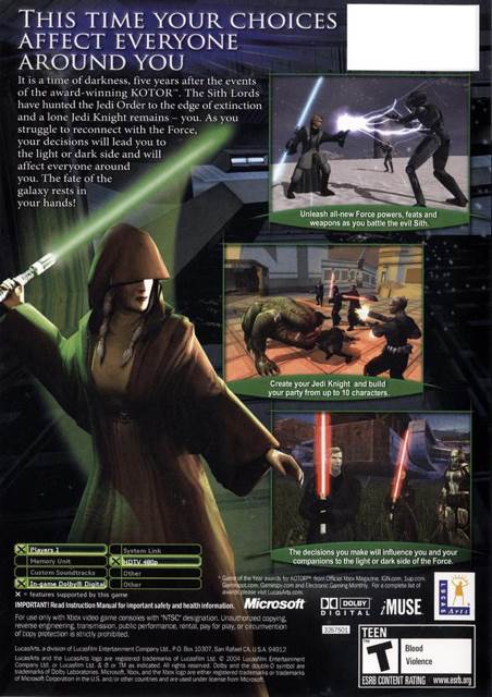 Star Wars: Knights of the Old Republic II - The Sith Lords - Microsoft Xbox (LucasArts - 1) video game collectible [Barcode 023272326500] - Main Image 2