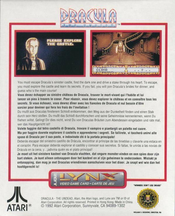 Dracula: The Undead - Atari Lynx (Atari) video game collectible [Barcode 077000087768] - Main Image 2