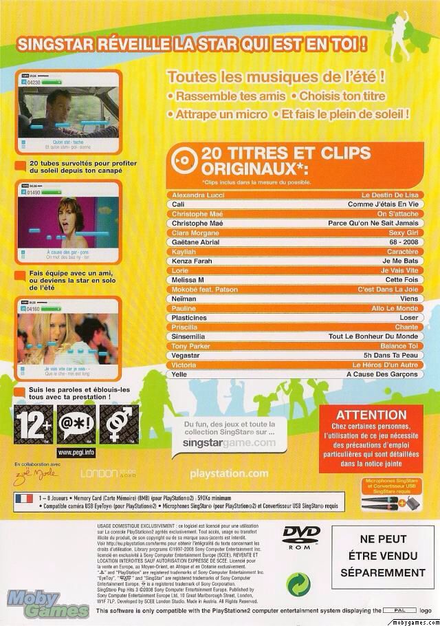 Singstar Pop Hits 3 - Sony PlayStation 2 (PS2) (Boite Et Notice - 1-8) video game collectible [Barcode 711719499558] - Main Image 2