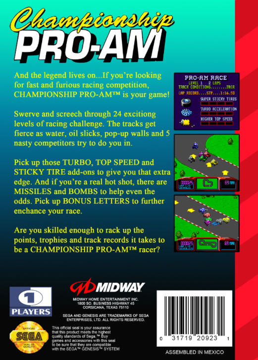 Championship Pro-Am - Sega Genesis (Mega Drive) (Tradewest - 1) video game collectible [Barcode 031719209231] - Main Image 4