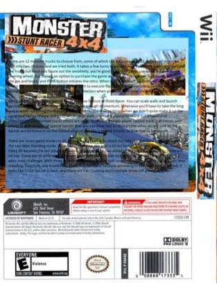 Monster 4x4 Stunt Racer - Nintendo Wii (Ubisoft - 1-4) video game collectible [Barcode 008888175773] - Main Image 2
