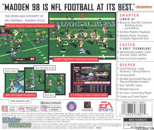 Madden NFL 98 - Sony PlayStation video game collectible - Main Image 2