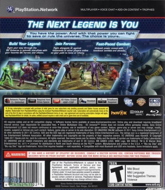 DC Universe Online - Sony PlayStation 3 (PS3) (Sony Online Entertainment - Unlimited) video game collectible [Barcode 814582415226] - Main Image 2