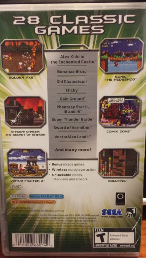 Sega Genesis Collection - Sony PlayStation Portable (PSP) (Sega - 2) video game collectible [Barcode 010086660142] - Main Image 2
