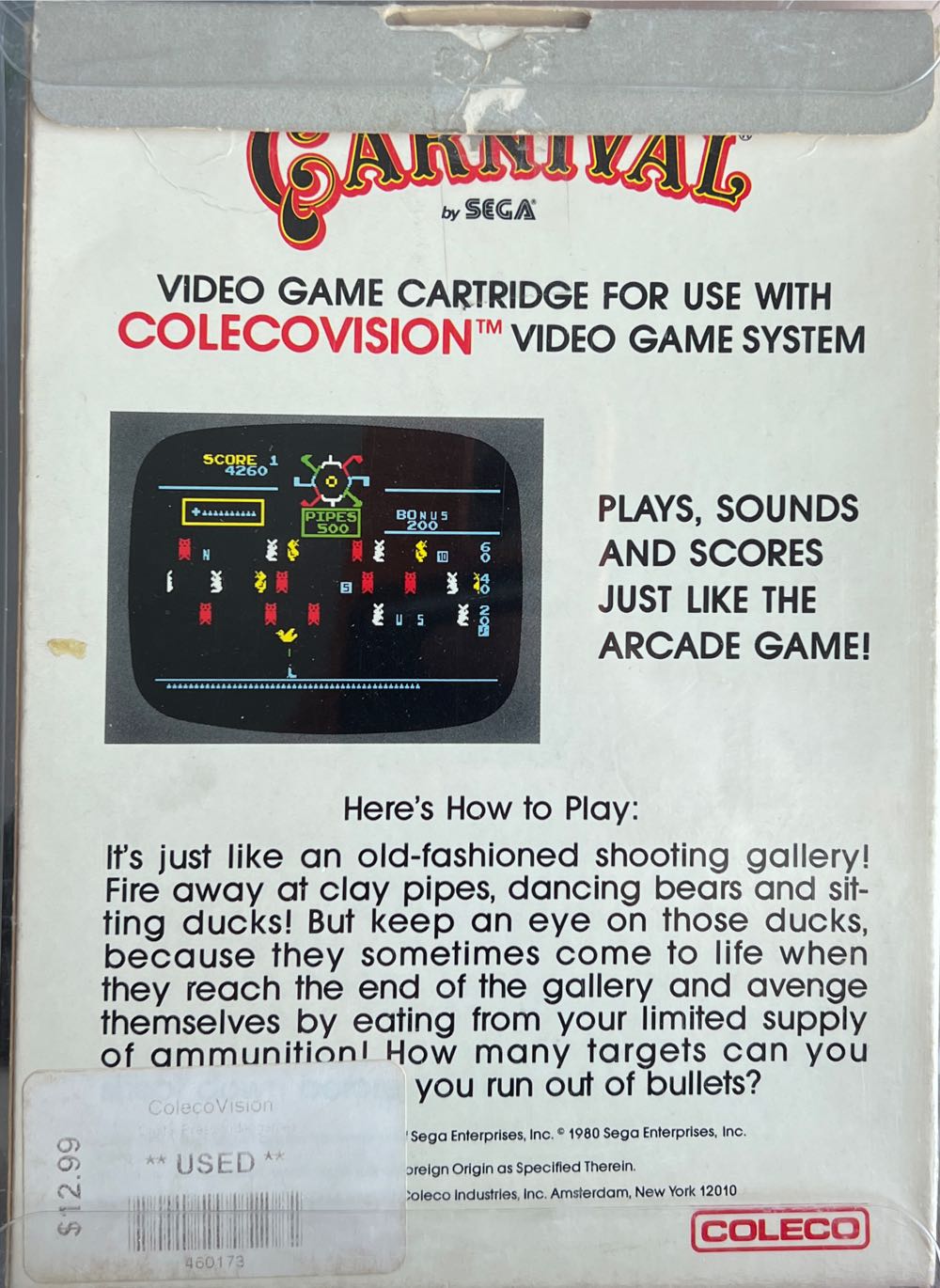 Carnival - Colecovision video game collectible - Main Image 2